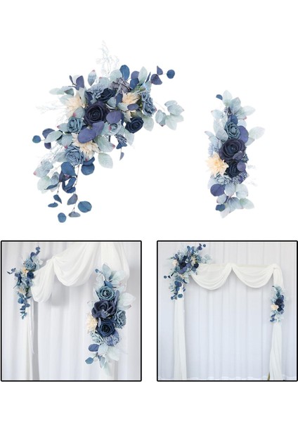 2pcs Ipek Çiçek Swag Kemer Düğün Için Asılı Hoş Geldiniz Işareti Dekorasyon Mavi (Yurt Dışından) fırsatları