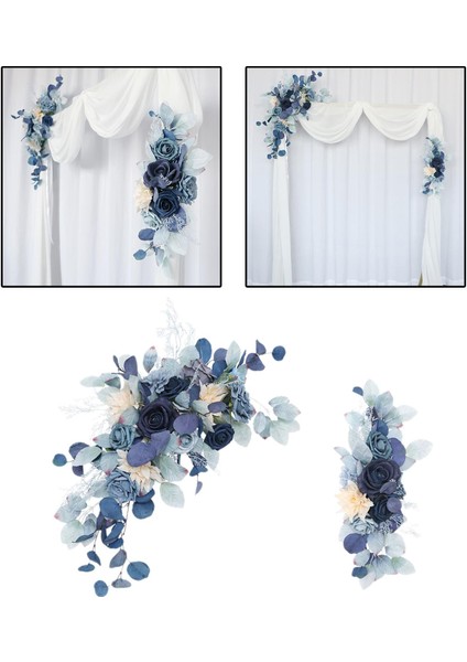 2pcs Ipek Çiçek Swag Kemer Düğün Için Asılı Hoş Geldiniz Işareti Dekorasyon Mavi (Yurt Dışından) indirimleri