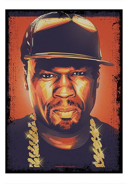 50 Cent Rap Müzik Model Ahşap Tablo 50CMX 70CM