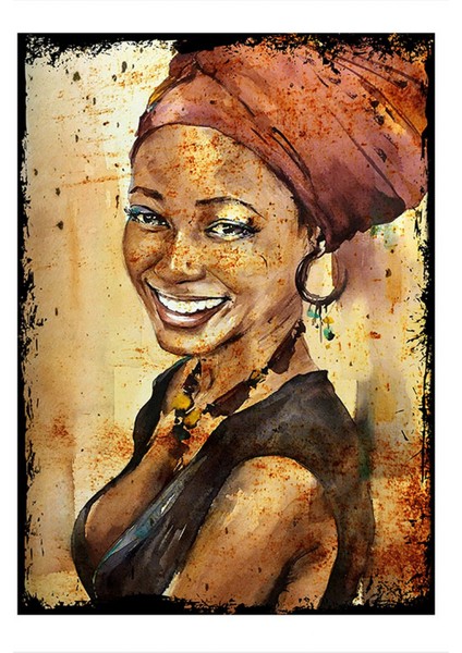 Afrikalı Kadın Hediyelik Ahşap Tablo 50CMX 70CM