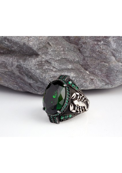 Zirkon Taşlı Akrep Model Erkek Gümüş Yüzük fiyatları