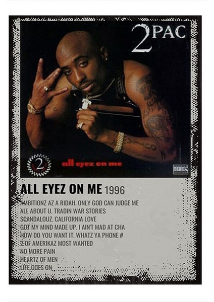 All Eyez On Me 2pac Modern Ahşap Tablo 50CMX 70CM