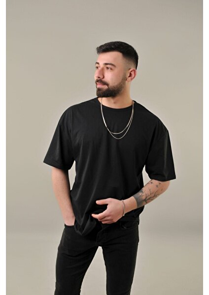 Adımex Fasion Erkek Siyah Oversize T-Shirt