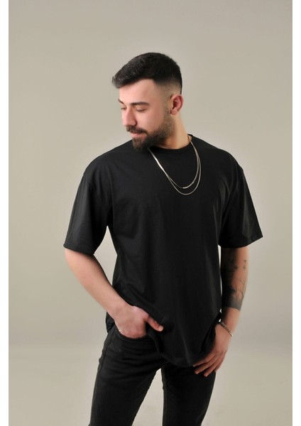 Adımex Fasion Erkek Siyah Oversize T-Shirt