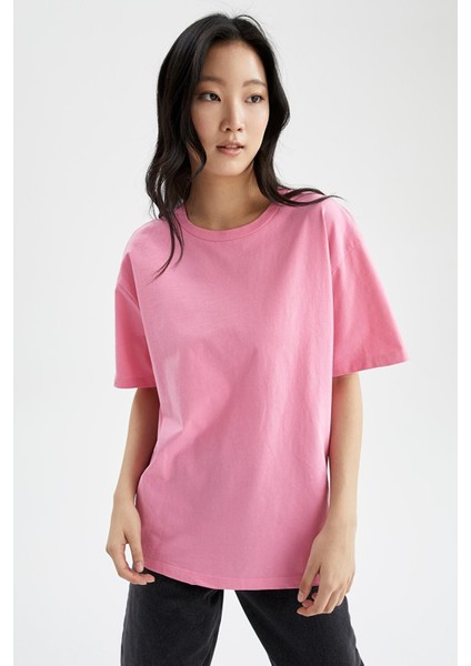 Adımex Fasion Kadın Oversize Toz Pembe Tişört