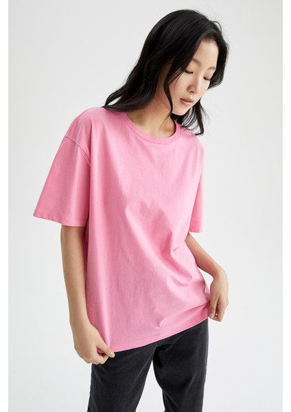 Adımex Fasion Kadın Oversize Toz Pembe Tişört