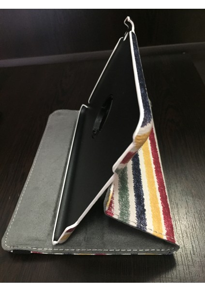 Apple iPad Mini 360° Dönebilen Standlı Çizgili Tablet Kılıfı