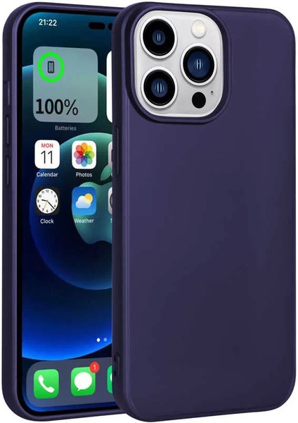 Apple iPhone 14 Pro Max Kılıf Lopard Premier Esnek Mat Silikon Kapak Lacivert