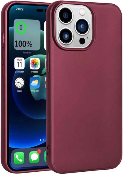 Apple iPhone 14 Pro Kılıf Lopard Premier Esnek Mat Silikon Kapak Mürdüm