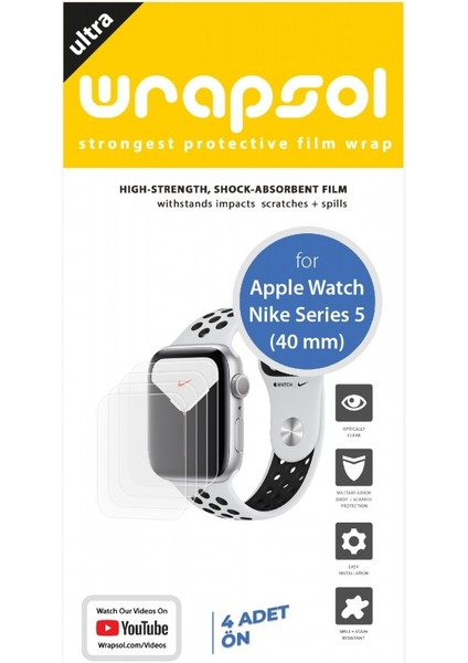 Apple Watch 40MM Nike Series 5 Akıllı Saat Ekran Koruyucu Darbe Emici Poliüretan Film