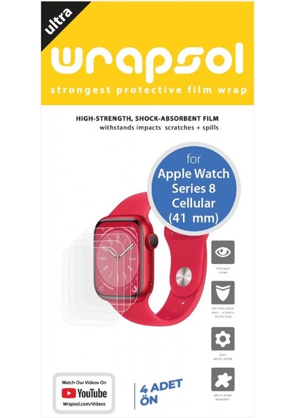 Apple Watch 41MM Series 8 Cellular Akıllı Saat Ekran Koruyucu Darbe Emici Poliüretan Film fiyatları