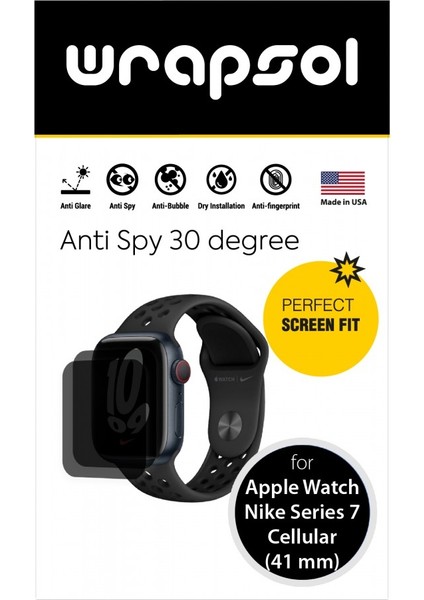 Apple Watch  41 mm Nike Series 7 Cellular Akıllı Saat Mat Hayalet Ekran Koruyucu