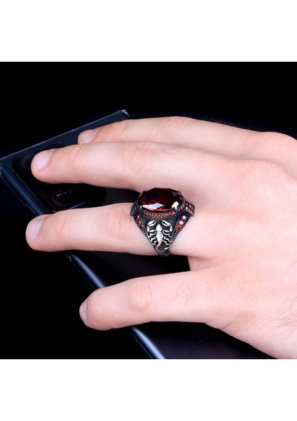 Zirkon Taşlı Akrep Model Erkek Gümüş Yüzük modelleri