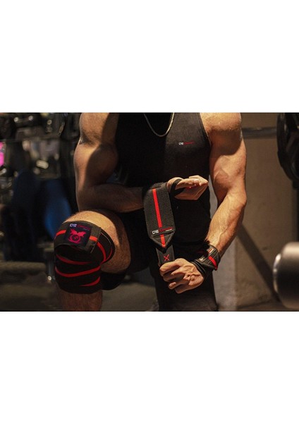 Sporcu Bilekliği ( Wrist Wraps Elite ) + Ağırlık Kayışı ( 8 Loop Lifting Straps ) + Diz Bandajı ( Knee Wraps )