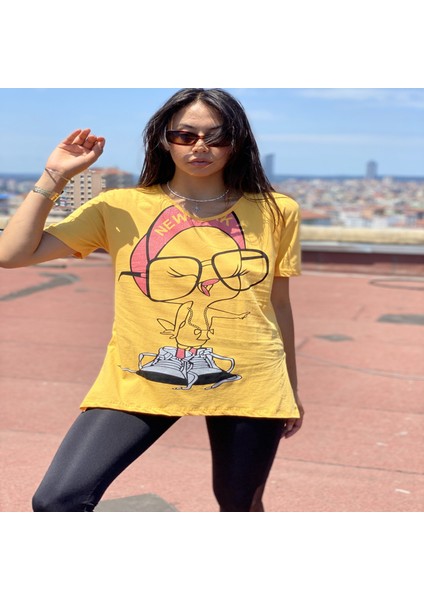 Joy Kadın Sarı Baskılı T-Shirt fiyatları