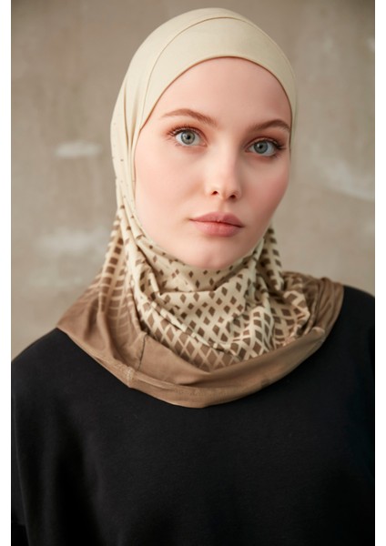 Nokta Desenli Bone Sport Pro Hijab - Camel