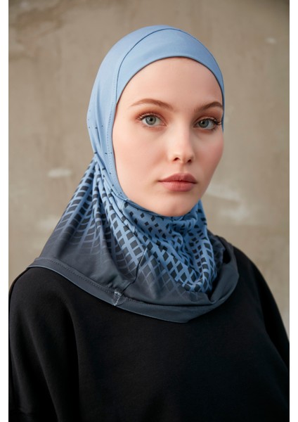 Nokta Desenli Bone Sport Pro Hijab - Mavi