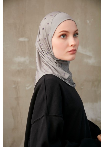 Monogram Desenli Bone Sport Pro Hijab - Vizon