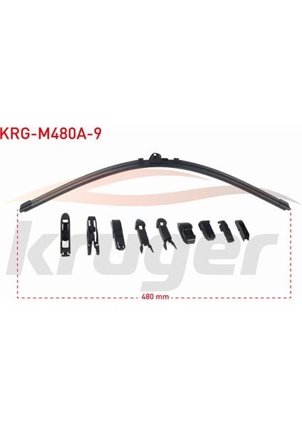 Üniversal Silecek Süpürgesi Muz Tipi 9 Aparatlı 480MM