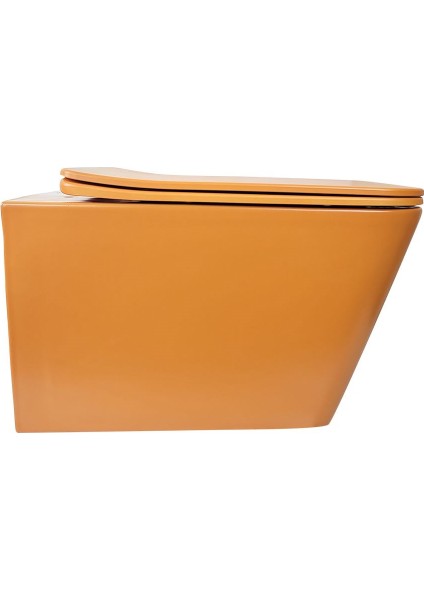 Mat Turuncu Kanalsız Asma Klozet+Soft Kapak WH-815+CS-24