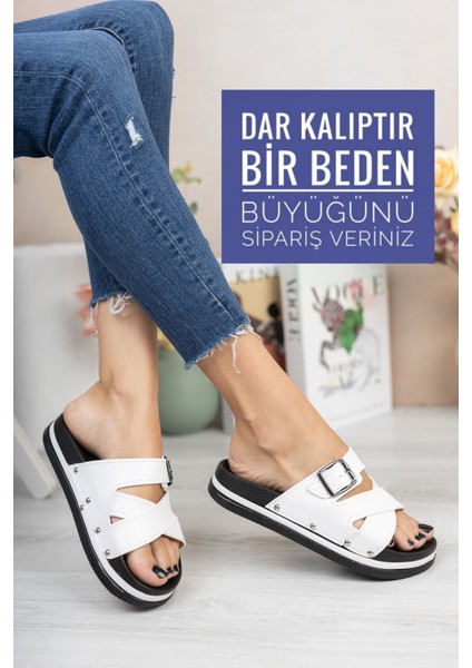 Beyaz Kadın Dolgu Topuk Terlik Ortopedik Günlük Bayan Terlik Rahat Şık Topuklu Terlik fiyatları