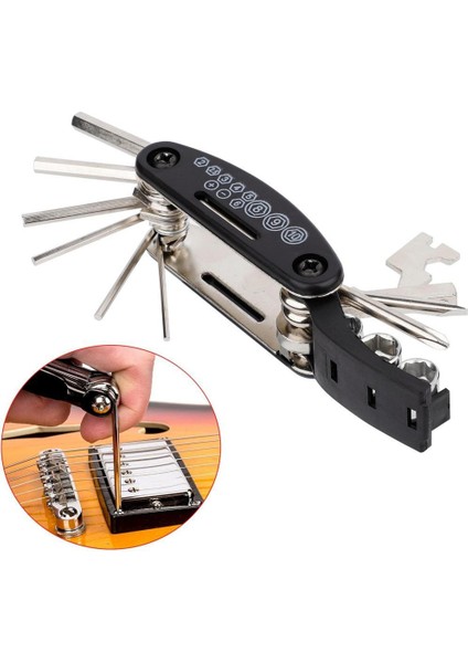 15'i 1 Multi-Tool Anahtar Gitar Bas Luthier Araç Kiti Onarım Aksesuarları (Yurt Dışından) indirimleri