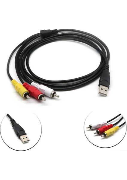 Tv Hdtv 1080P Için USB Erkek To 3 Video Kablo Kablosu Adaptörü (Yurt Dışından)