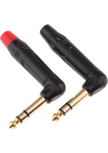 2 Adet 90 Derece 6.5mm Jack Fiş Dıy Stereo Kulaklık Kulaklığı Için 3 Pole (Yurt Dışından)
