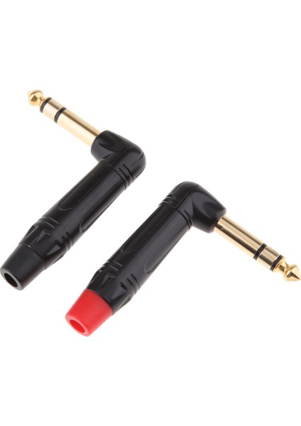 2 Adet 90 Derece 6.5mm Jack Fiş Dıy Stereo Kulaklık Kulaklığı Için 3 Pole (Yurt Dışından)