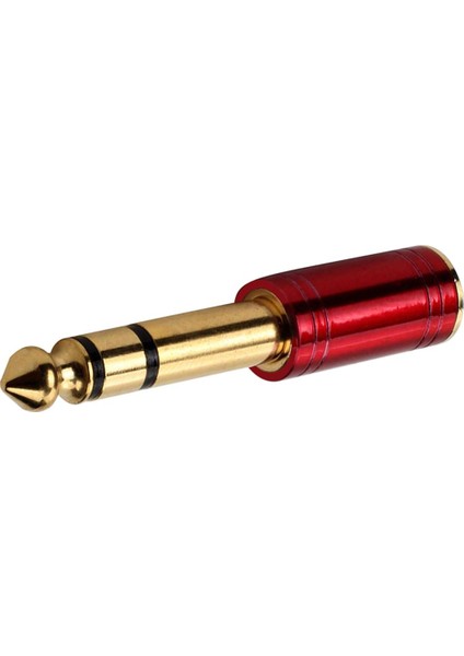 Metal 6.35MM Erkek - 3.5mm Kadın Kulaklık Adaptör Dönüştürücü Converte Fiş Kırmızı (Yurt Dışından)