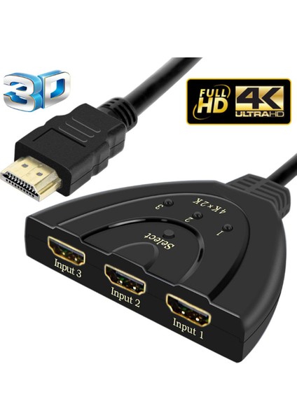 3 Bağlantı Noktası 3in1 Otomatik Anahtar Anahtarlayıcı Ayırıcı Adaptör x 2k (Yurt Dışından)