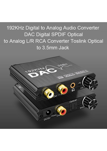 192K Dijitalden Analog Ses Dönüştürücüsü Dac Optik Koaksiyel 3.5mm Ses Adaptörü (Yurt Dışından)