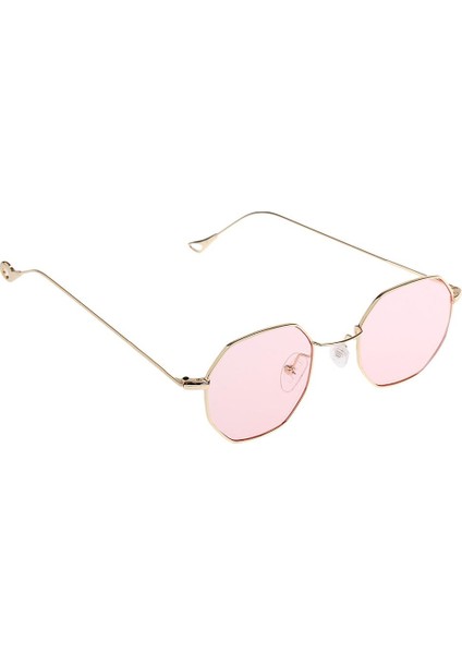 Erkek Kadın Ünlü Ayna Lens Metal Çerçeve Vintage Güneş Gözlüğü Pembe (Yurt Dışından)