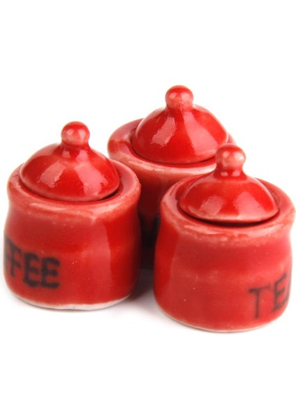 3x Canister Seti 3 Pcs Mutfak Depolama Seramik Kavanozları 1/12 Bolhouse Mutfak 3 Pc (Yurt Dışından)