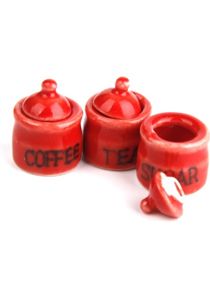 3x Canister Seti 3 Pcs Mutfak Depolama Seramik Kavanozları 1/12 Bolhouse Mutfak 3 Pc (Yurt Dışından)