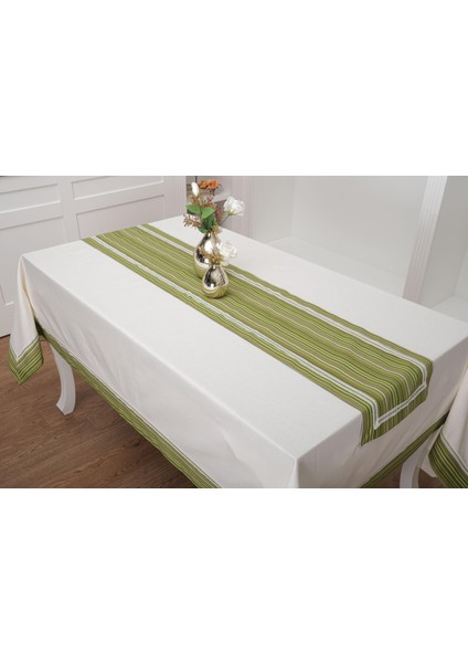 Julyet Pamuk Krem Yeşil Masa Örtüsü ve Runner 170X230 cm 2 Prç. - 1316 modelleri