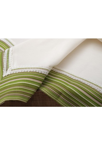 Julyet Pamuk Krem Yeşil Masa Örtüsü ve Runner 170X230 cm 2 Prç. - 1316 indirimleri