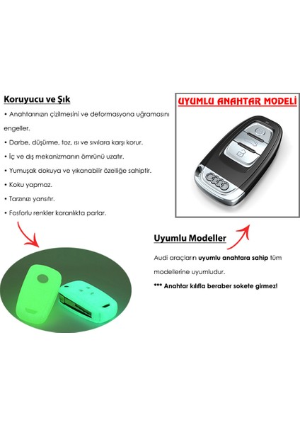 A4,a6 Kumanda Smart Kyless Silikon Koruyucu Kılıf,mavi