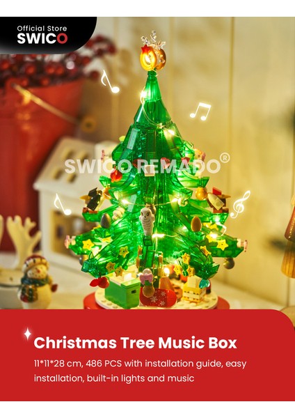 Plastik Yapı Taşları Noel Ağacı Müzik Kutusu (Yurt Dışından)