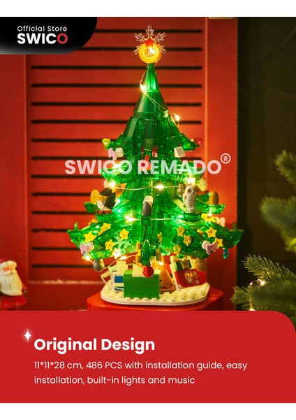 Plastik Yapı Taşları Noel Ağacı Müzik Kutusu (Yurt Dışından)