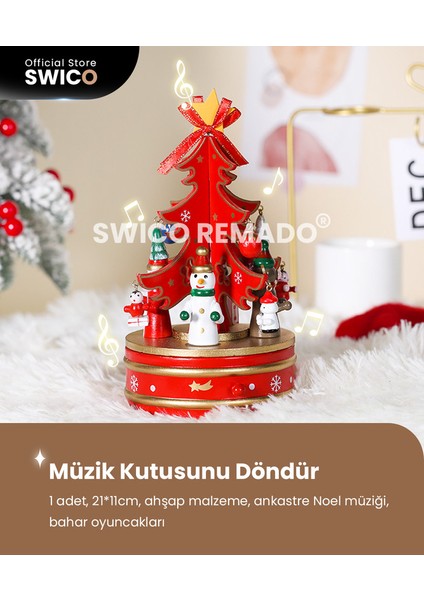 Noel Ağacı Ahşap Müzik Kutusu - Yeşil (Yurt Dışından)