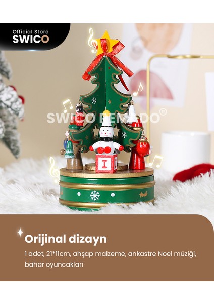 Noel Ağacı Ahşap Müzik Kutusu - Yeşil (Yurt Dışından)