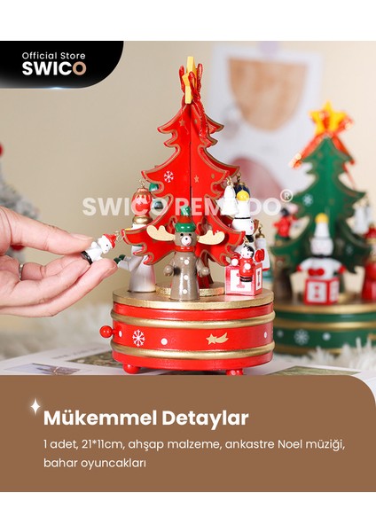 Noel Ağacı Ahşap Müzik Kutusu - Yeşil (Yurt Dışından)