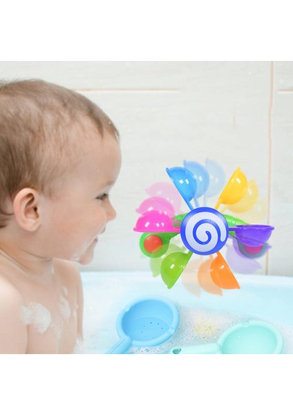 Emme Bardak Bebek Duş Yeldirme Toyu Banyo Sucker Bathtime Bebekler Için Eğlence Yel Değirmeni ve Kaşıklar (Yurt Dışından) indirimleri