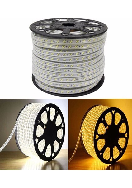 Çift Şeritli 3 (Gün Işığı,Beyaz)Renkli Esnek Hortum Led + 220V FIŞ/2,3,4,5,10,15,20,25,50,100 Metre