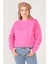 Giyim Dünyası Kadın Sıfır Yaka Crop Sweatshirt Pembe 3