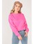 Giyim Dünyası Kadın Sıfır Yaka Crop Sweatshirt Pembe 4