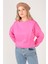 Giyim Dünyası Kadın Sıfır Yaka Crop Sweatshirt Pembe 5