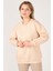 Kadın Sıfır Yaka Oversize Sweatshirt Bej 1