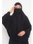 Altobeh Kollu Sufle Çarşaf Üstü Peçeli Pratik Tesettür Hijab - Nikaplı Namaz Örtüsü - Siyah